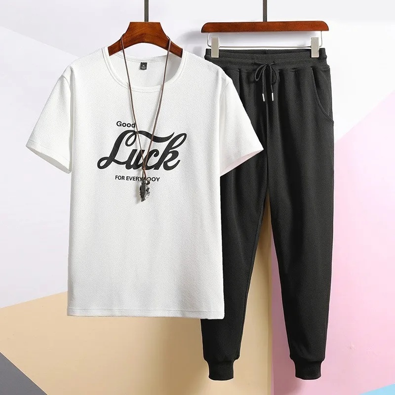 2020 Модные мужские комплекты из 2 предметов с коротким рукавом и буквенным принтом