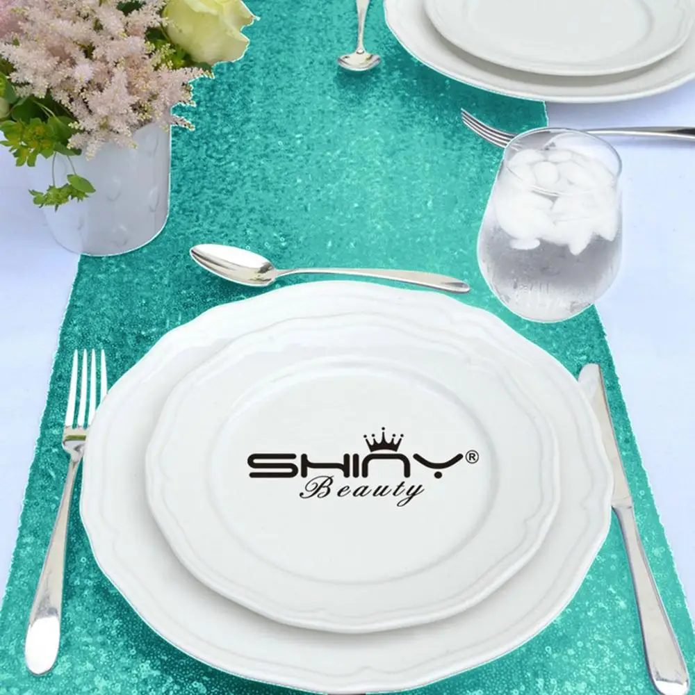 12x72 дюймов Рождественская скатерть с зелеными блестками для обеденного стола