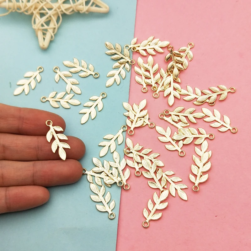 

100pcs/lot Zinc Alloy Golden Mini Leaves Charms For DIY Fashion Drop Earrings Jewelry Making Small Leaf Pendant Floating 20*23mm