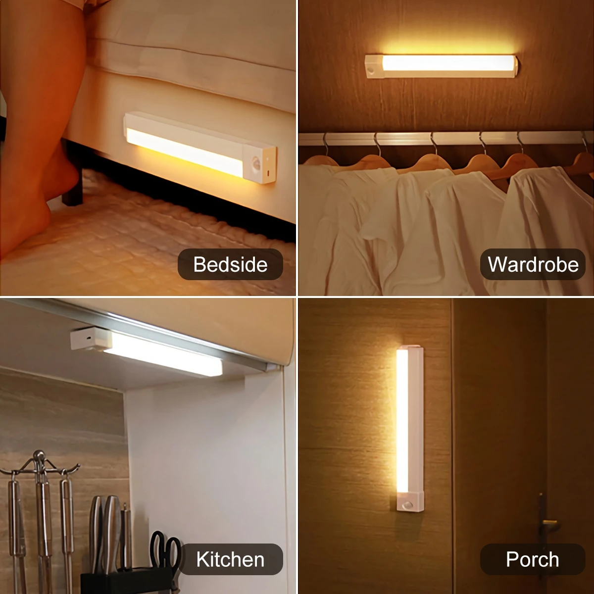 

Three-Color Wireless PIR Motion Sensor Night Light USB Charging Room Kichen Wardrobe Wall Lamp Staircase Closet Night Light