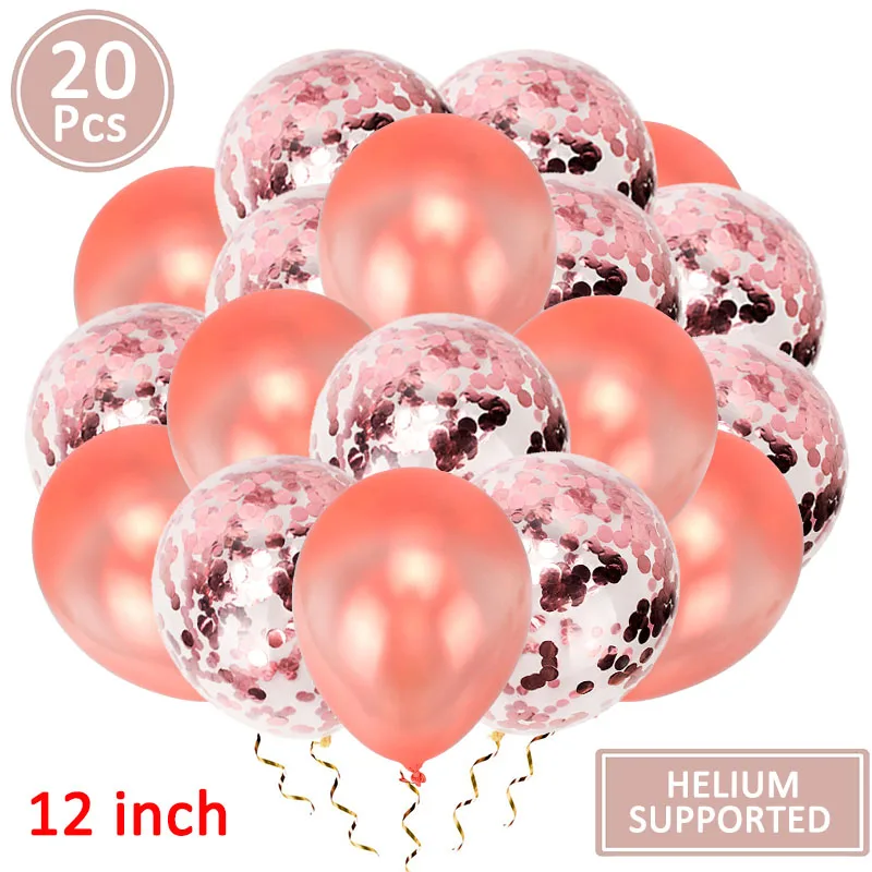 20pcs balloons 15 шт., розовое золото, фольга, номер 1, 2, 3, 4, 5, 6, 7, 8, шар, колонна, Золотая Корона, глобус, корона, 1 день рождения, украшения для детской вечеринки - Цвет: 20pcs balloons
