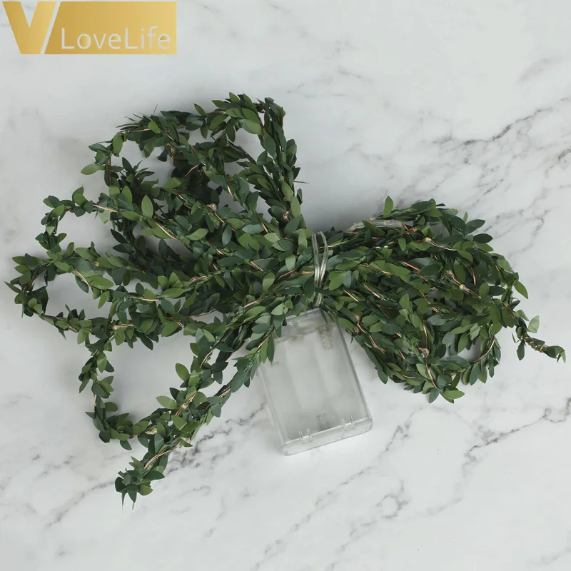 СВЕТОДИОДНАЯ Гирлянда в виде листьев медный провод на батарейках праздничное