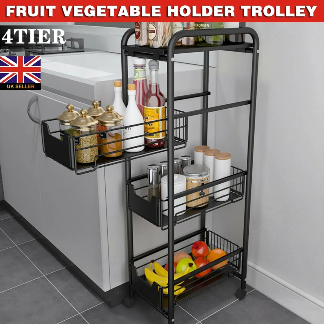 4-уровневая тележка для фруктов и овощей каркас из углеродистой стали держатель