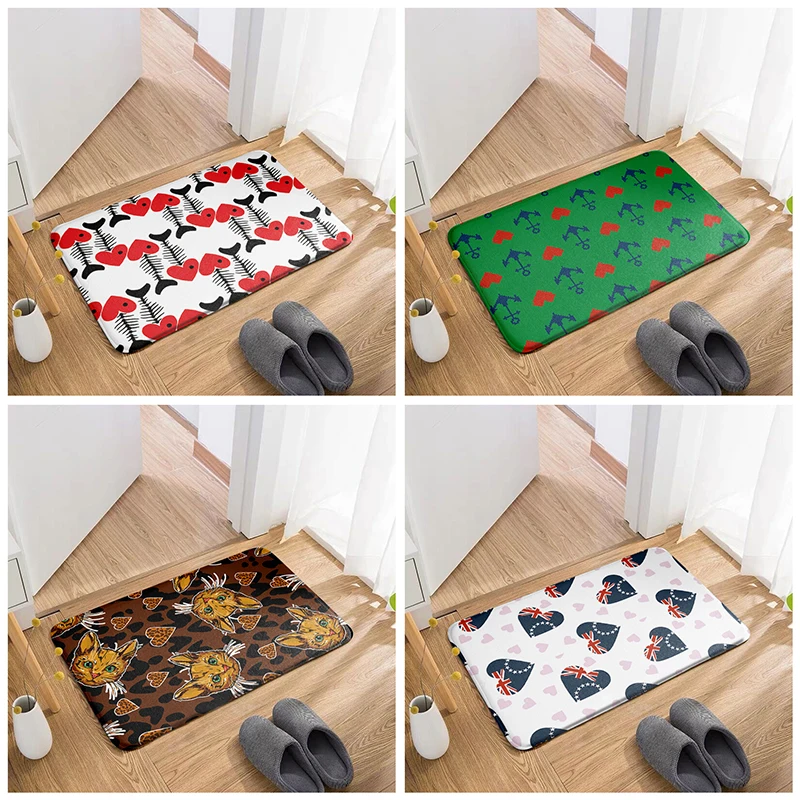

New 3D Heart-Shaped Pattern Door Mat Non-Slip Bathroom Corridor Mat For Floor Bedroom Living Room Decor High Quality PVC Carpet