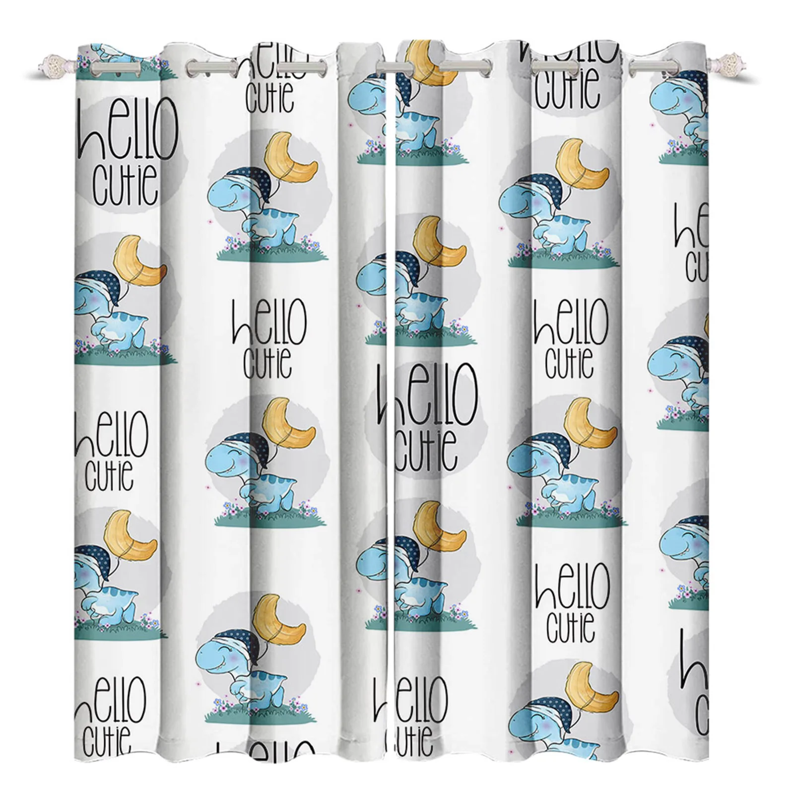 

Blue Cute Dinosaur Pattern Printing Drapes Curtain Warm Blackout Cortinas Set For Children's Room