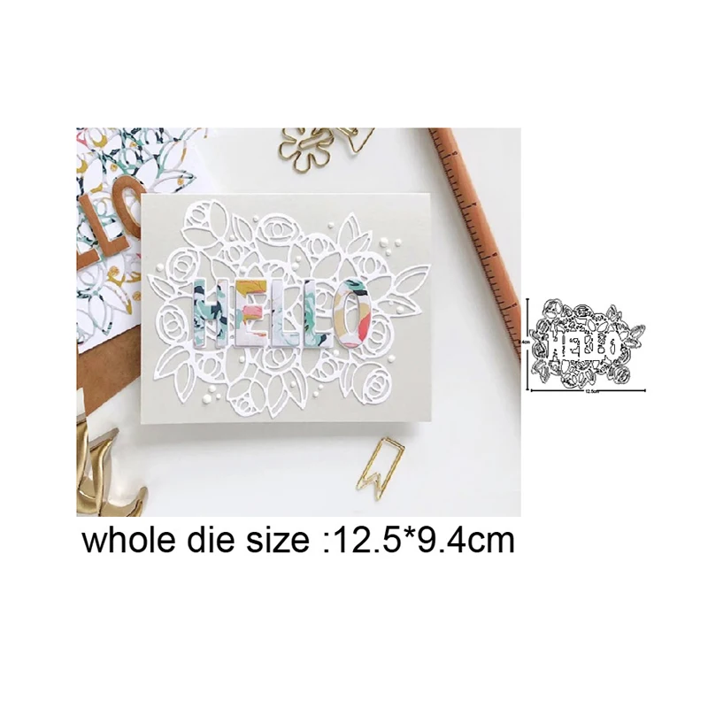 

hollow out flowers Hello Metal Cutting dies Scrapbooking Craft Die Cuts diy album Emboss Decoration Paper art Card make Stencil