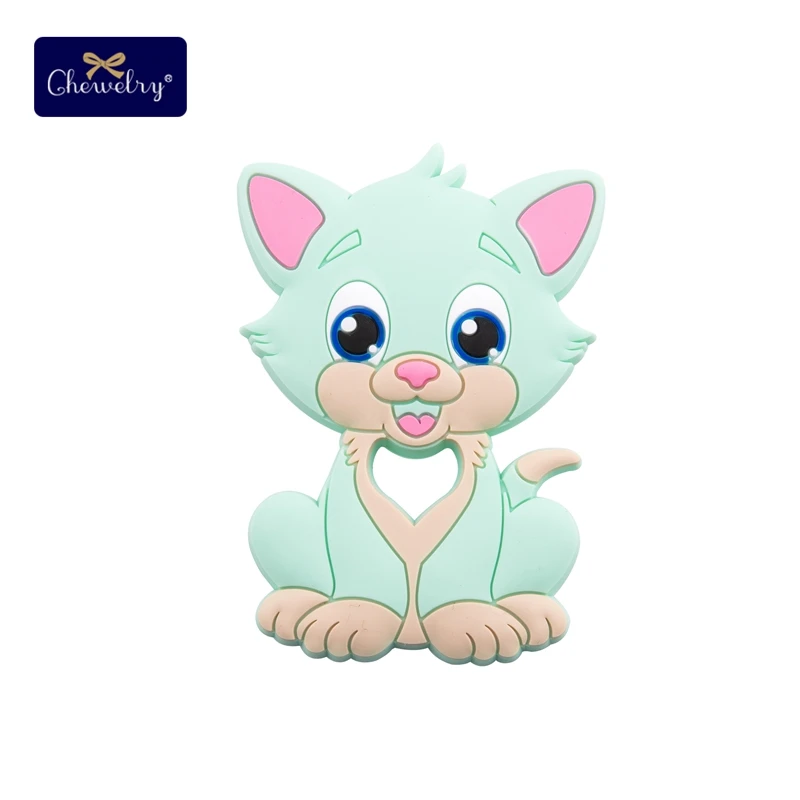 Mint Cat BPA Бесплатно Детские Прорезыватели детские товары Детские Силиконовые Прорезыватели для зубов с белкой прорезиненное Силиконовое ожерелье для прорезывания зубов детские бусины - Цвет: Mint Cat