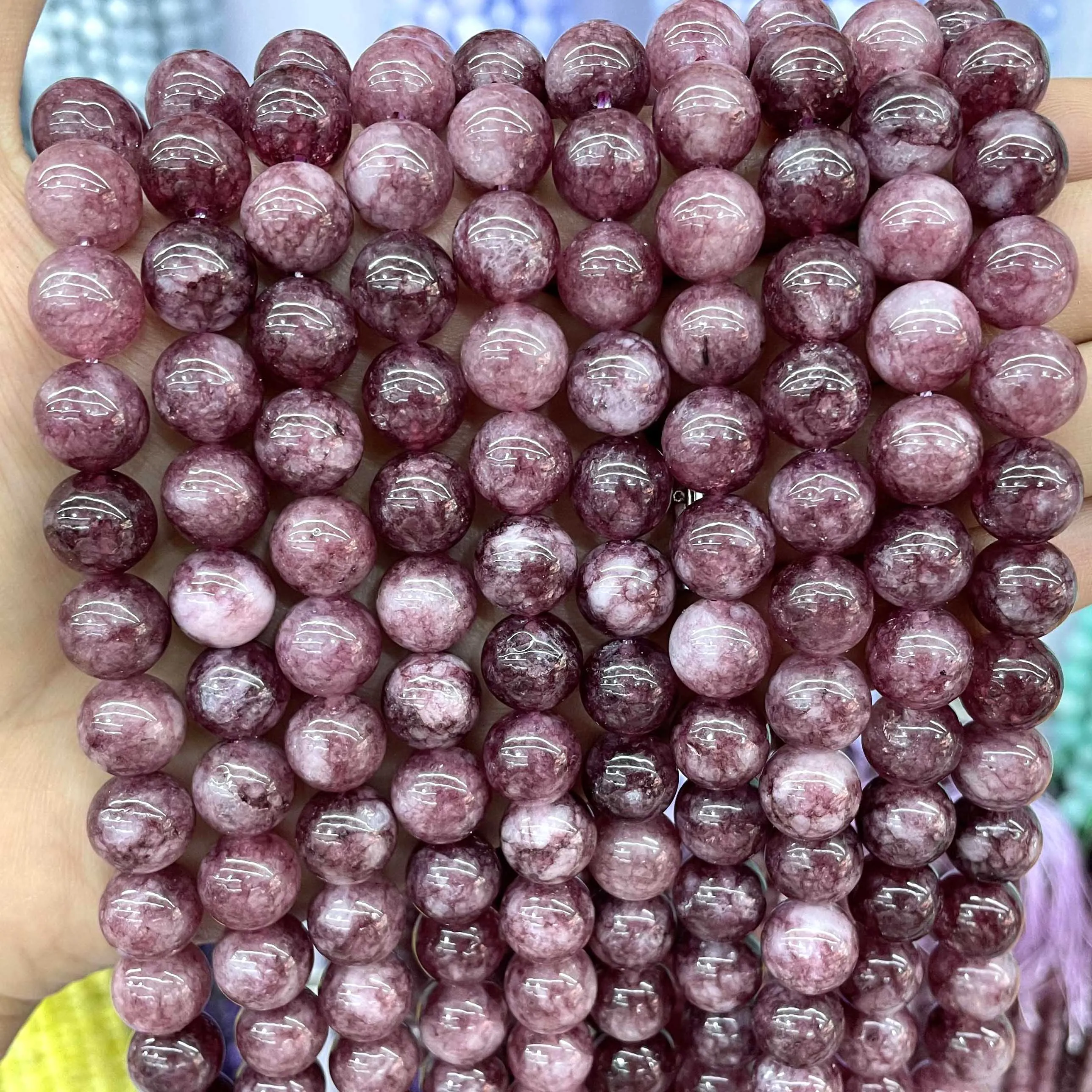 Натуральный камень Lepidolite Халцедон Круглые Бусины россыпью аксессуары браслеты