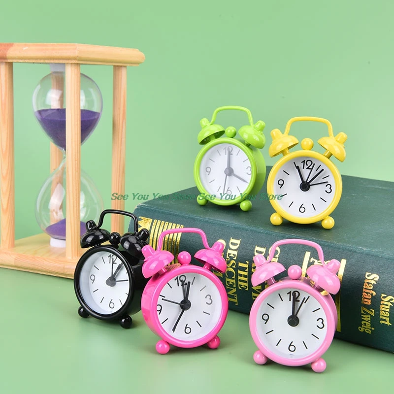 

Mini Alarm Clock Electronic Round Number Double Bell Desk Digital Quartz Clock