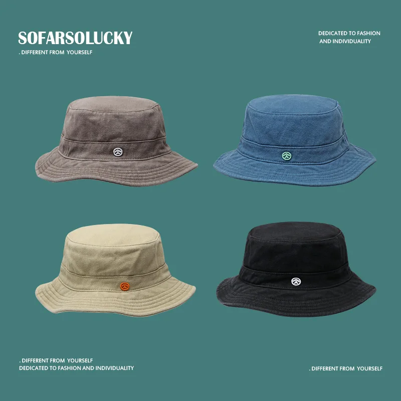 

2021 New Panama Fisherman Hat For Man & Woman Cotton Bucket Hat Outdoor Sunshade Hat Hong Kong Wind Retro Style Basin Caps