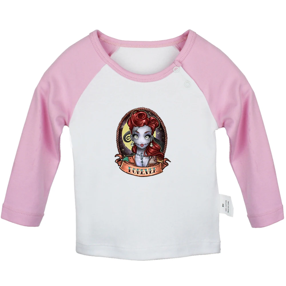 Retro Tattoo Girl Red Hair Change Pinup Art Design Newborn Baby T-shirts Toddler Graphic Raglan Color Long Sleeve Tee Tops | Детская