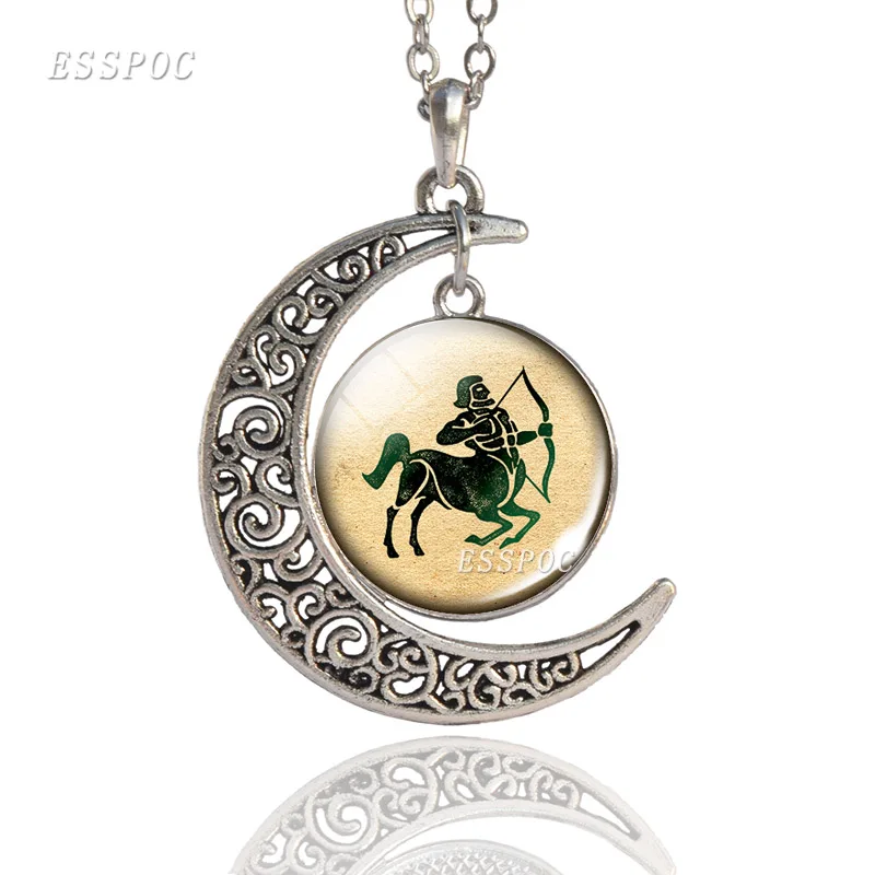 12 знаков зодиака полумесяц стеклянный купол ювелирные изделия знаки кулон