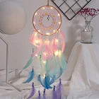 Новинка 2021, настенный Ловец снов, светодиодный Ловец снов ручной работы, плетеные ветряные колокольчики, искусство Ловец снов, подвесное украшение для дома