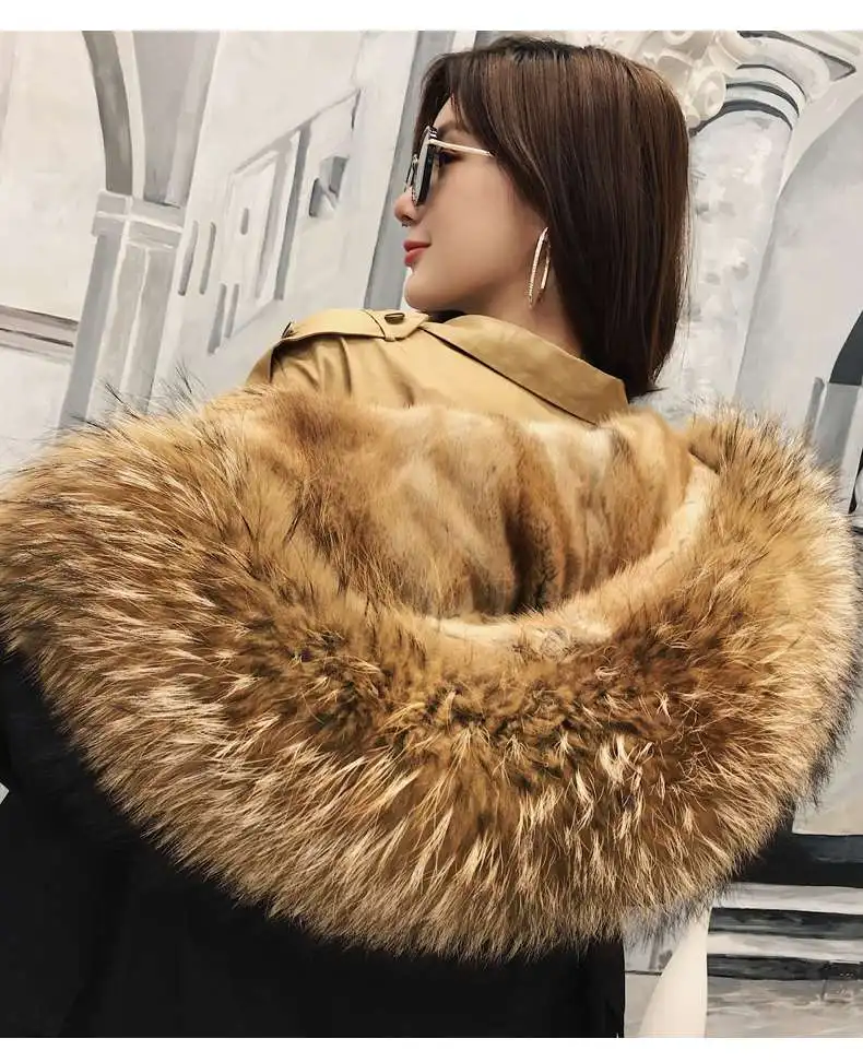 

Mink Rabbit Fur Waterproof Parka Real Fur Coat Winter Jacket Women Raccoon Fur Collar Hood Cuffs Detachable Streetwear Style Age