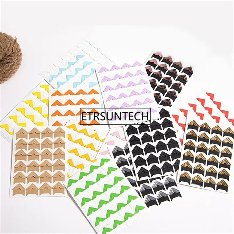 

300pcs DIY Photo Album Corner Sticker Vintage Kraft Photo Paper Multi Color Decoration Albums Frame Stickers