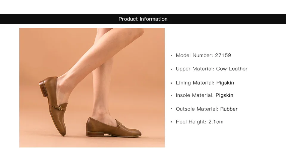 BeauToday Loafers Women Genuine Cow Leather Round Toe Buckle Ladies Slip-On Casual Flat Shoes Handmade 27159