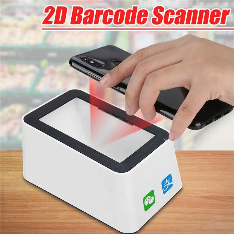 

Wired Bar Code Reader Barcode Scanner USB Versatile Scanning Hands-free Scan QR Code 2D Code Reader for Stores Supermarkets