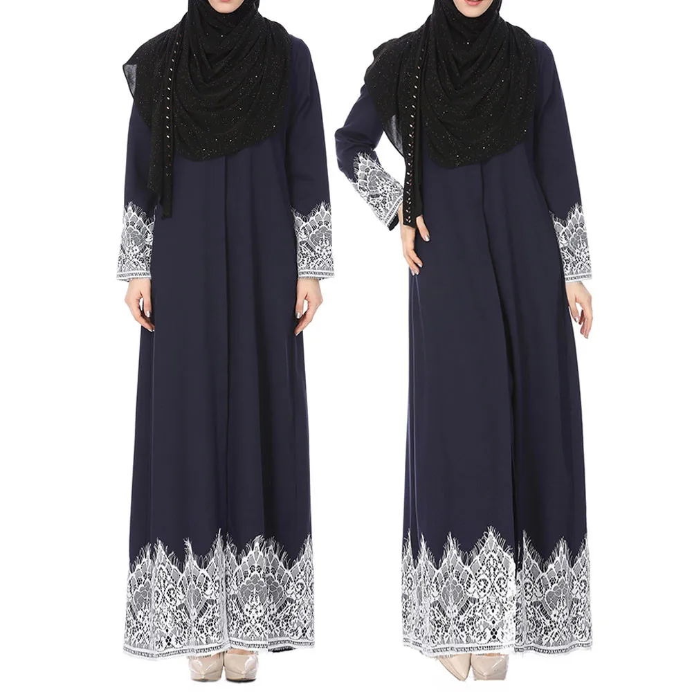 Мусульманские женские кружевные Обрезанные спереди абайя мусульманские Макси