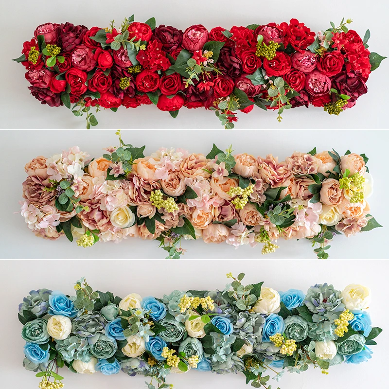 

Luxury Artificial Flower Row Arrangement Decor for Party Wedding Arch Backdrop Road Cited Flower Rose Peony Hydrangea Mix