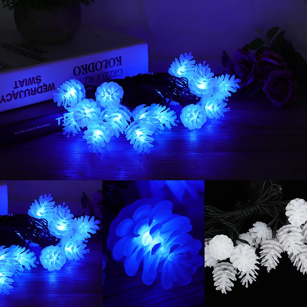 Рождество светодиодный Pinecone светящаяся садовая гирлянда дом декоративные огни