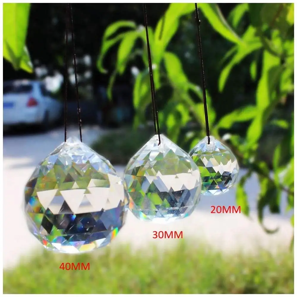 

H&D Pack of 6 Faceted Crystal Ball Prism Suncatcher 20/30/40mm Rainbow Feng Shui Lamp Hanging Drop Pendants Home Wedding Decor