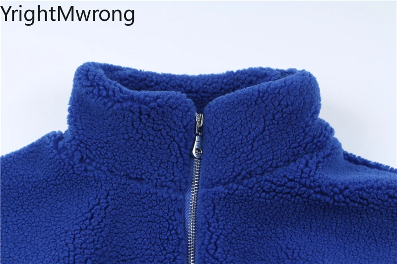 Зимняя теплая Толстая имитация овечьей шерсти плюшевая синяя модная куртка на