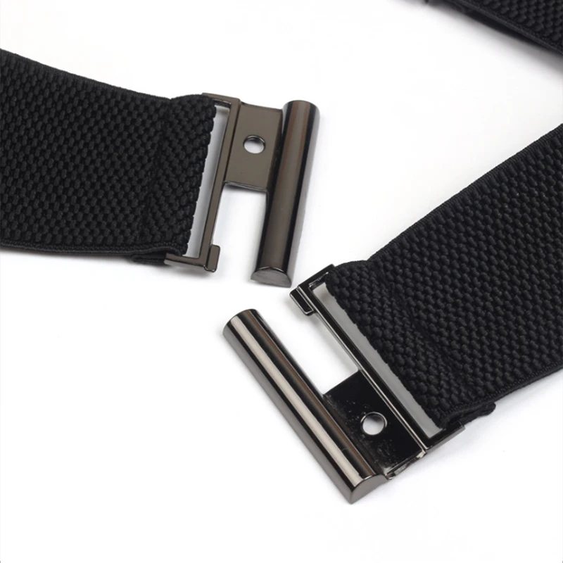 Женский широкий эластичный ремень модный кожаный пояс с двойной металлической