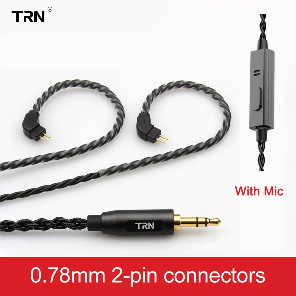 0.78mm With Mic Лампа указателя 6 Core обновлен с серебряным покрытием черный кабель 3,5 мм 0,75/0,78 мм 2 Pin MMCX наушники Обновление кабель для лампа указателя V30/V20/V80 - Цвет: 0.78mm With Mic