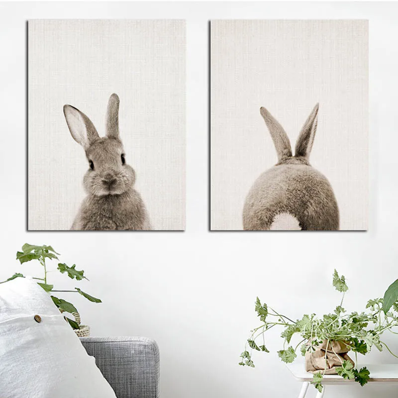 Картина на холсте с изображением милого кролика современный постер хвоста