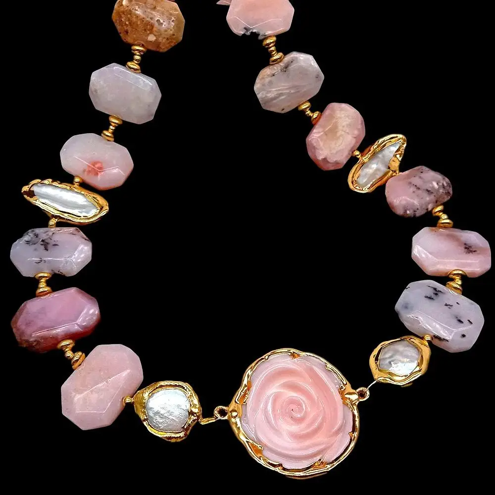 Y · YING натуральный розовый опал белый Biwa пресноводный жемчуг королевский цветок с