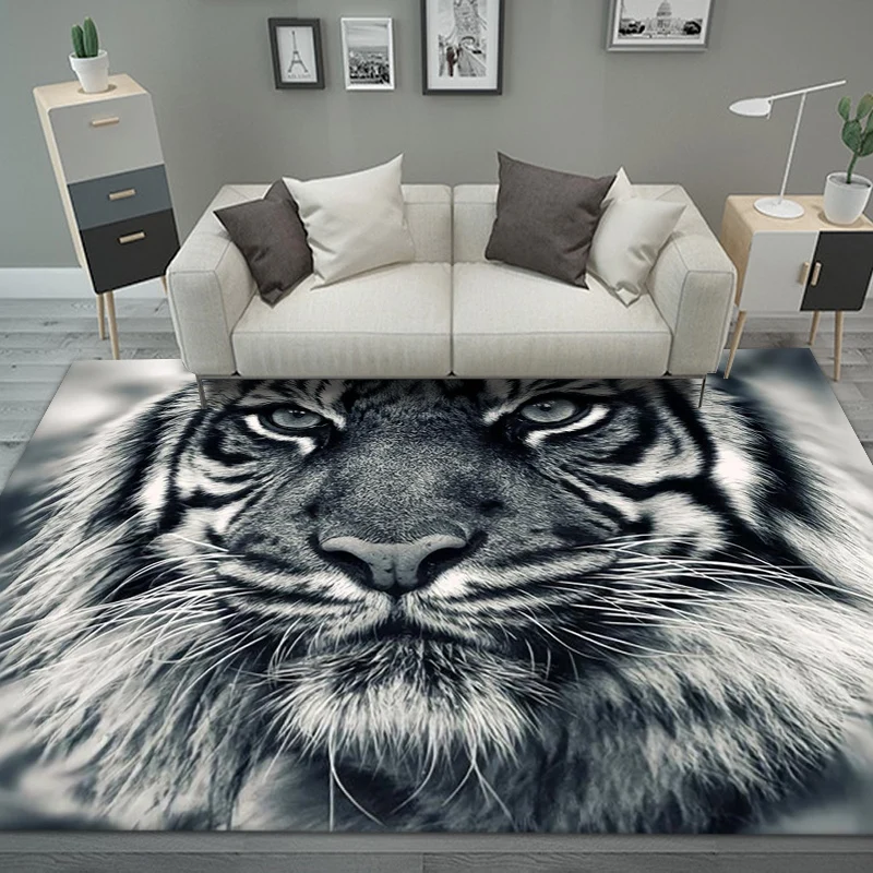 

3D Mat Carpet for Living Room Animal Tiger Lion Print Carpets for Children's Room Soft Baby Bedroom Rug Hallway Kitchen Area Rug