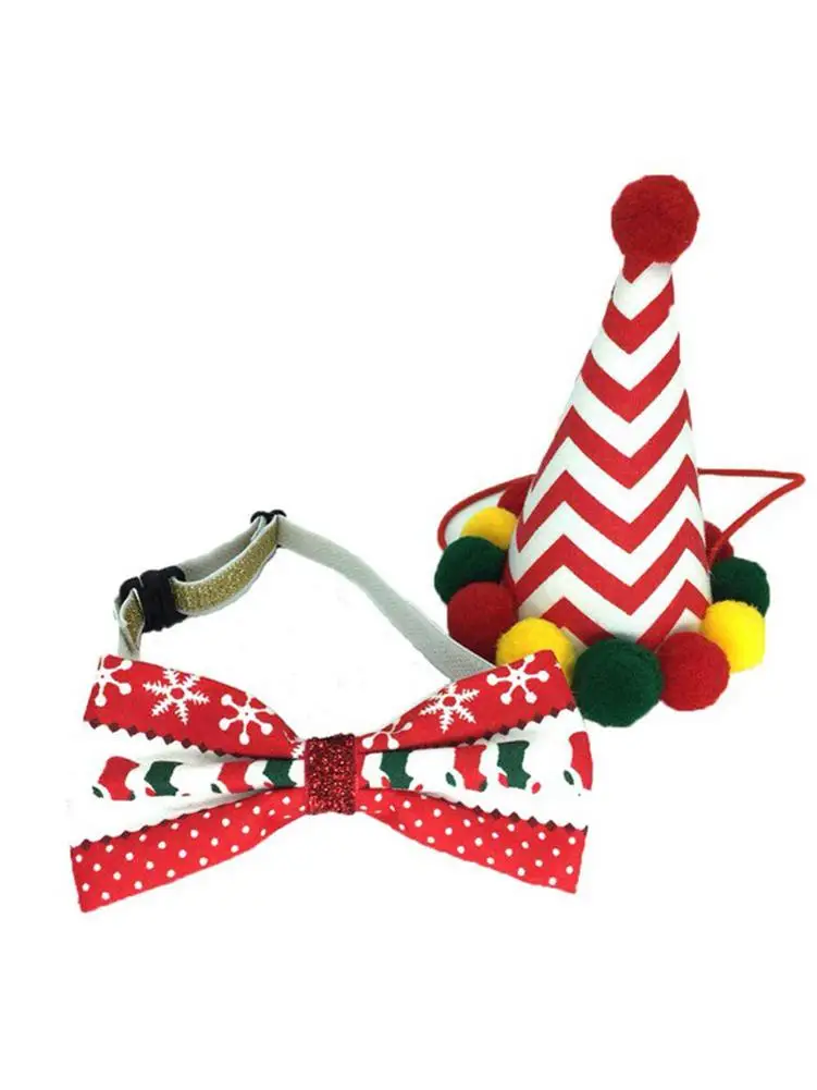 Рождественский костюм для питомца Рождественская шляпа собаки галстуки бабочки