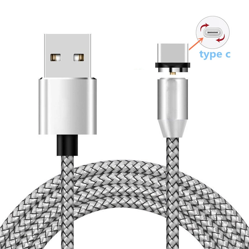 Магнитный Тип C Магнит Micro USB зарядный кабель для huawei P10 P20 P30 lite Pro Honor 7C 7A 7S 8A 8C 8X быстрое зарядное устройство для телефона - Цвет: Type C Cable Silver