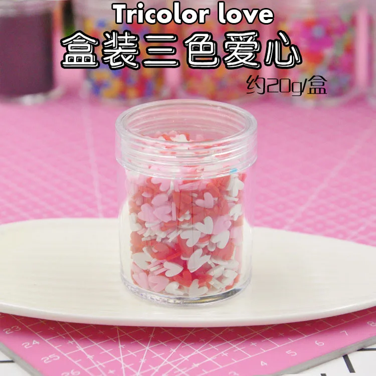 Tricolor love Кристалл грязи слизи грязи блеск наполнитель для слизи украшения блестки DIY поставки грязи ювелирные изделия игрушки 14 видов материалов другие инструменты - Цвет: Tricolor love