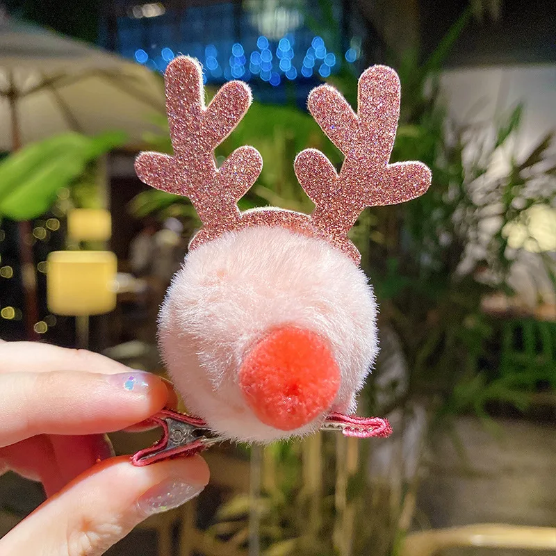 

Cartoon Cute Moose Horns Hair Clip Christmas Plush Hairpin Girls Baby Hair Accessories Does Not Hurt The Hair Side Clip