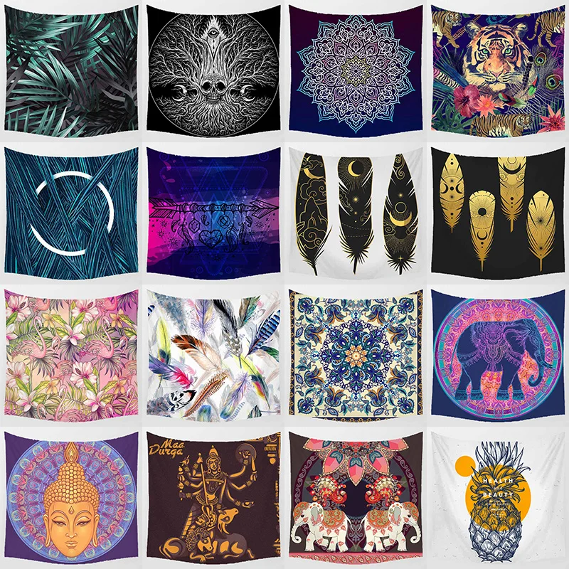 Wall art tapestry color feather flower tiger flamingo small elephant background wall decor square bedroom wall hanging tapestry wood board love print flower wall art tapestry