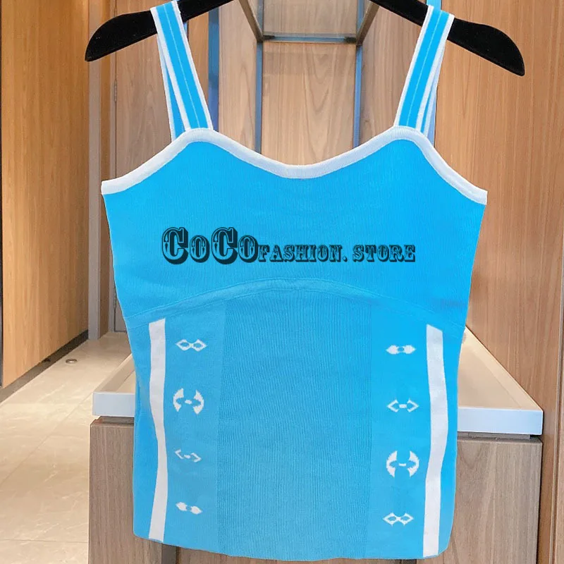 

High end New fashion 21 Summer Top Women Sexy vest logo print Camisole Tank Tops Tube Top Crop top Slim Sling Knitted Camis S-L