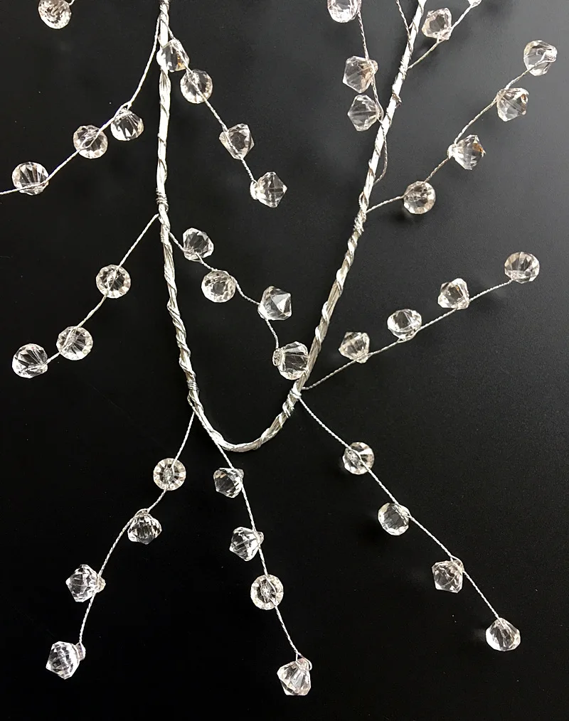 40" Clear Diamond Beaded Garlands Wire String Acrylic Crystal Garland Wedding Party Decoration Wreath DIY Wedding Centerpiece De