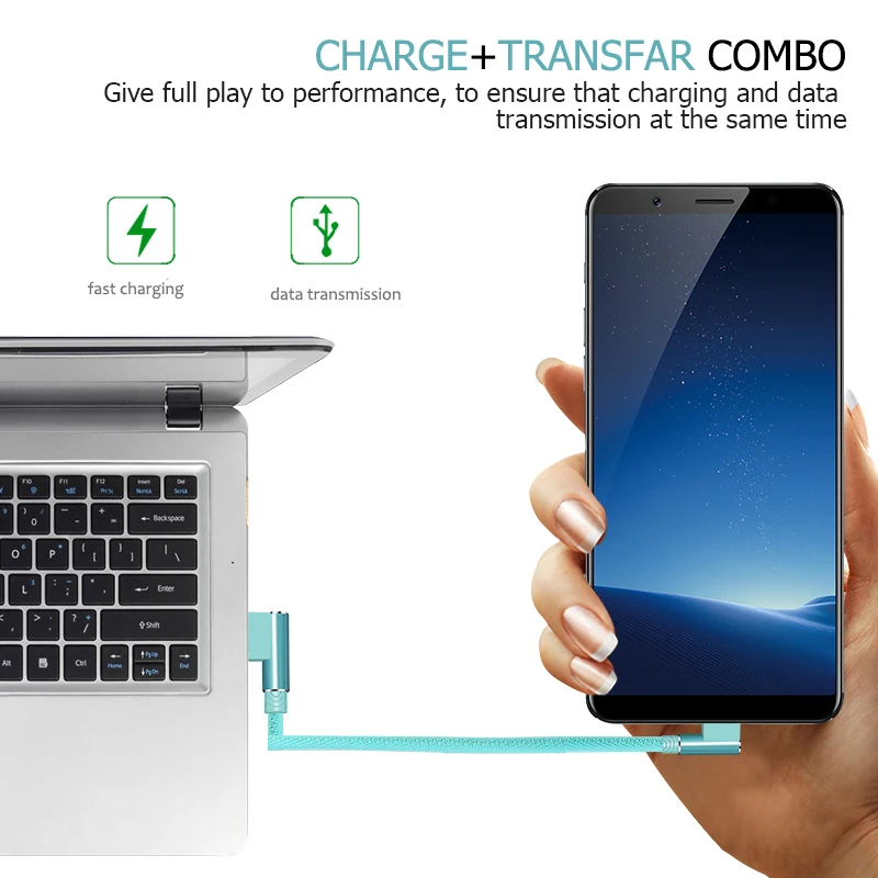 1 м 2 3 90 градусов USB кабель для быстрой зарядки Android Samsung Xiaomi Huawei Быстрая