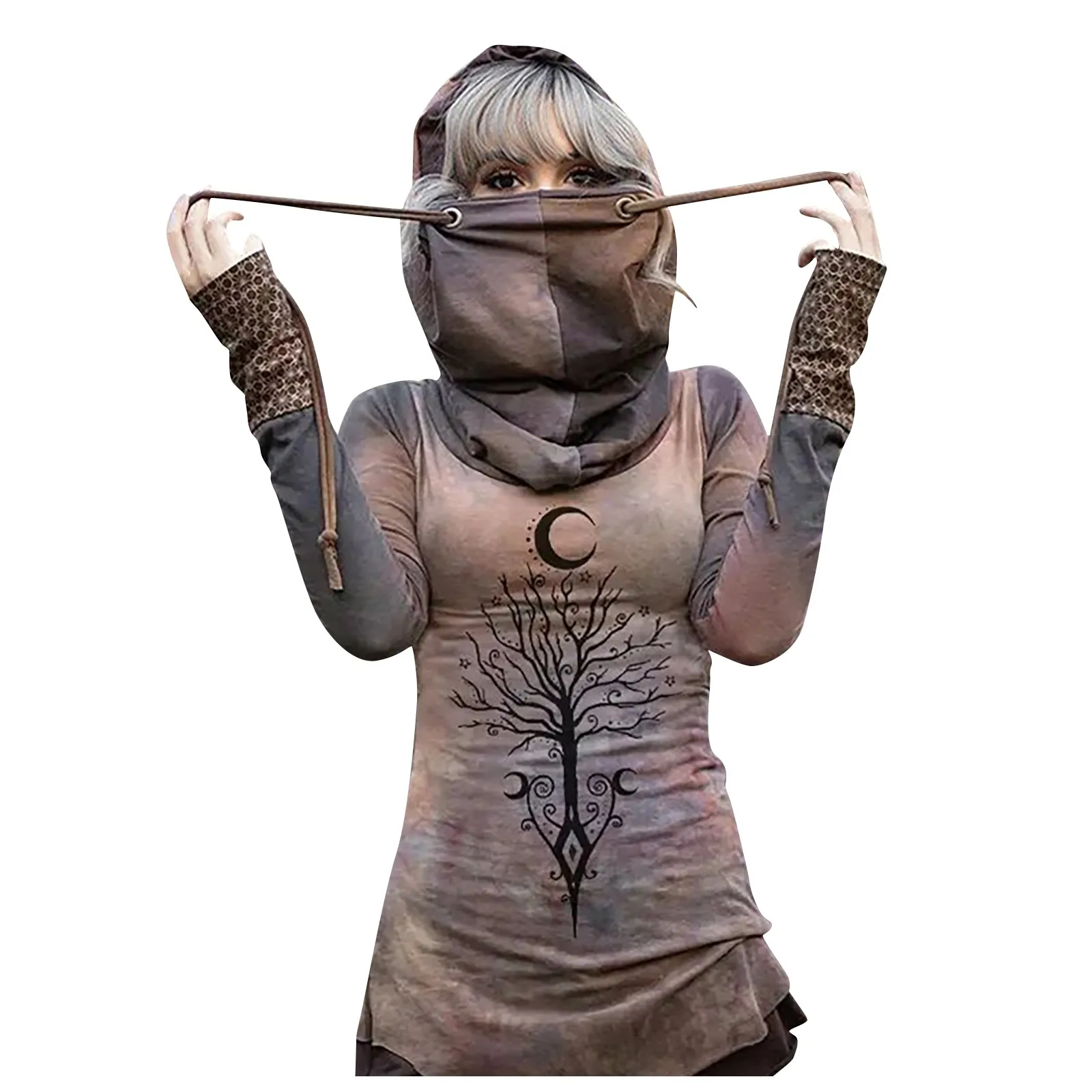 

Новинка 2021, лидер продаж, женские топы с капюшоном и принтом, красочная Повседневная рубашка с длинным рукавом и принтом, в полоску, на пугов...