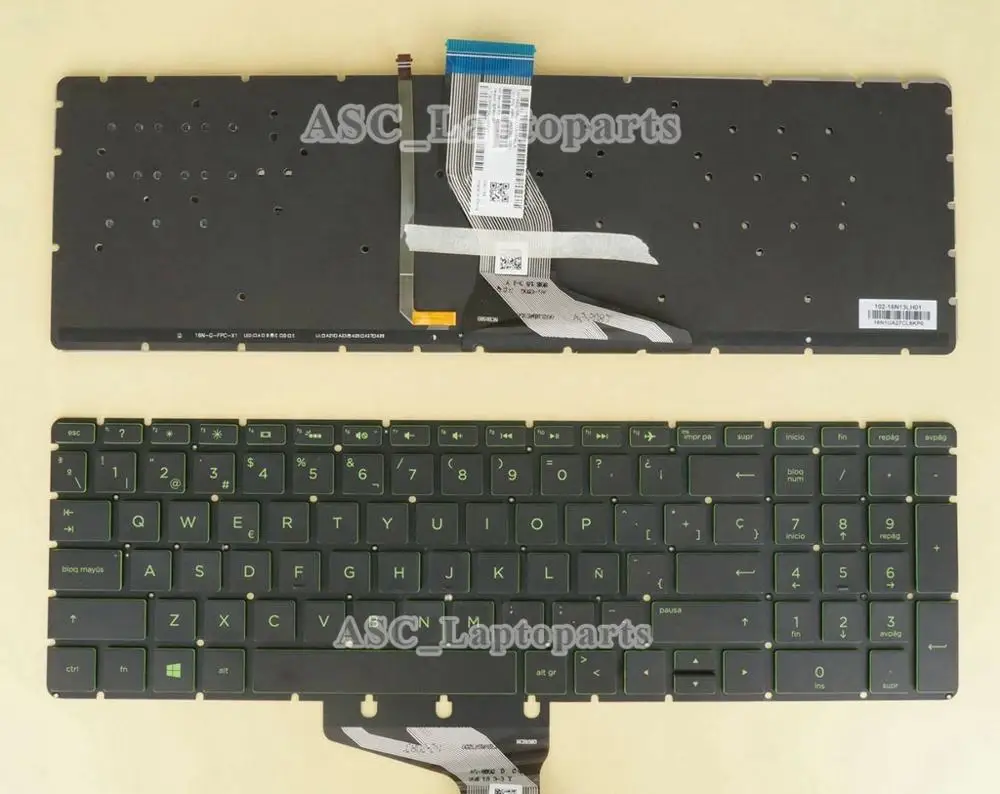 

New Spanish Teclado Keyboard for HP Pavilion Power 15-CB 15-CB000 15-cb000ns 15-cb004ns 15-cb005ns Green BACKLIT , no Frame
