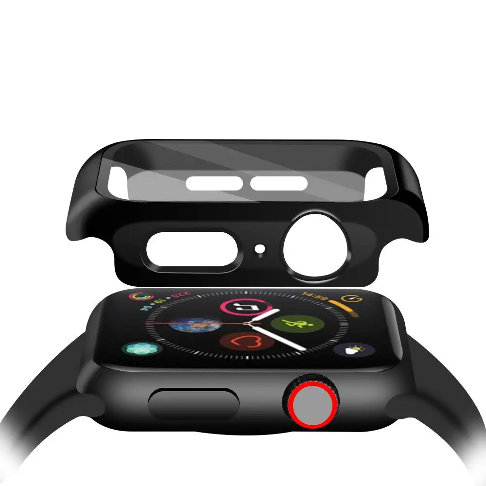 Защитный чехол для apple watch 44 мм 40 мм iWatch 5 4 3 2 1 42 мм 38 мм закаленное стекло+ чехол бампер аксессуары для apple watch
