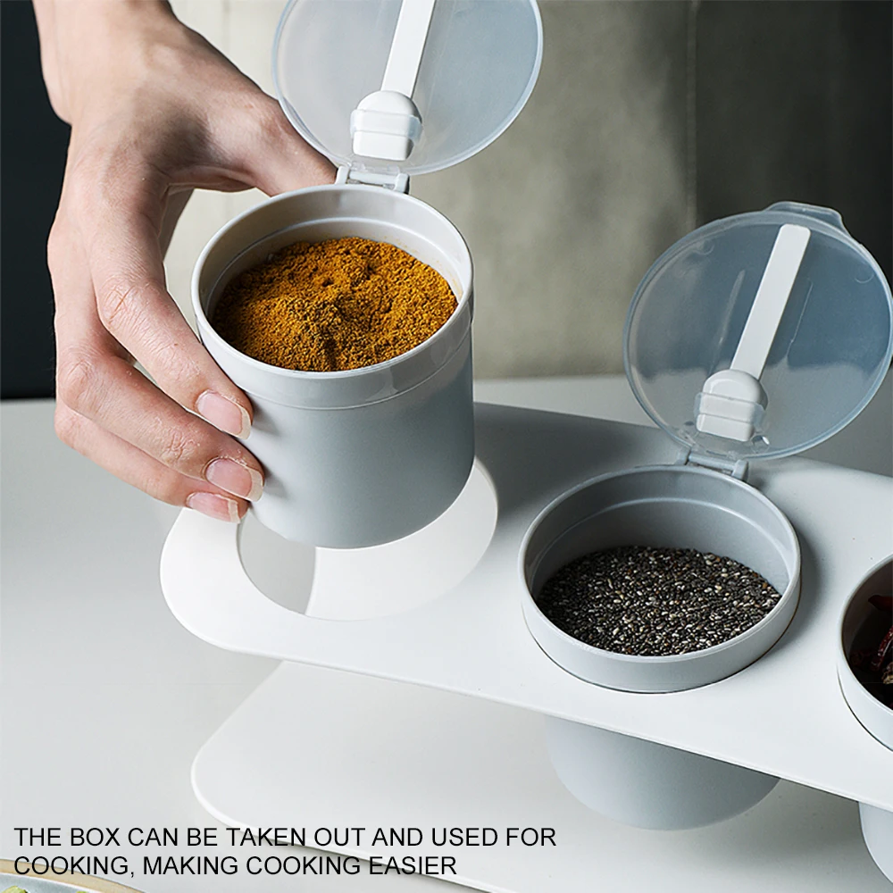 Полка для специй 3 ячейки кухонная ложка с крышкой контейнер приправ хранения