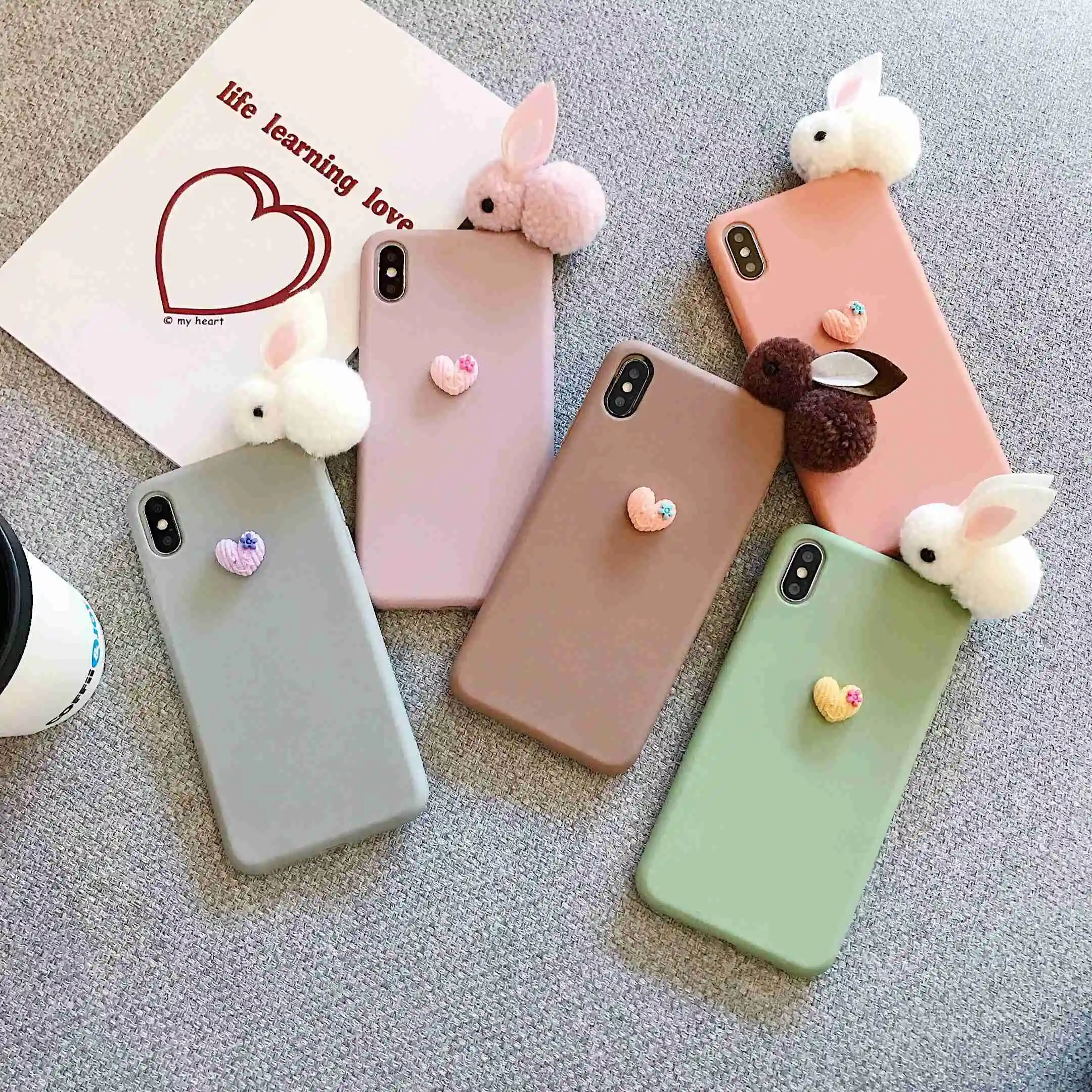 2020 NEW Cases For OPPO F5 Pro A1 R9 F1 F3 R11 R11S Plus R9S R15 Cute 3D Rabbit Heart Solid Cover Phone Funda Shockproof Coque |