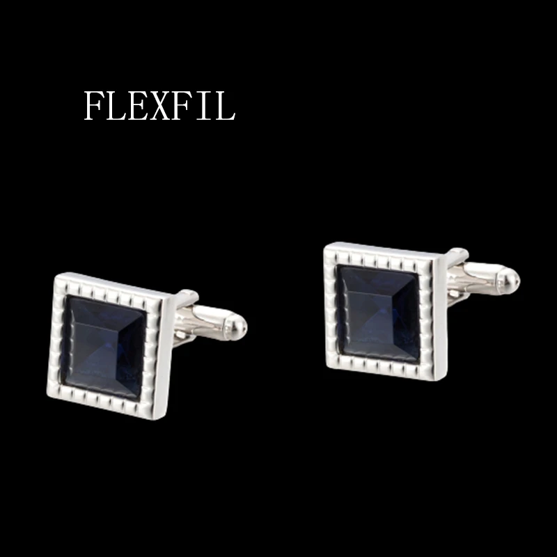 

Запонки FLEXFIL для рубашки, мужские запонки, запонки, запонки gemelos, высококачественные Кристальные фиолетовые квадратные Свадебные украшения