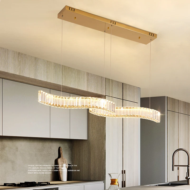 

Kroonluchter Strip Streamer Restaurant Bar Kroonluchter Woonkamer Eenvoudige Crystal Led Ronde Kristallen Kroonluchter