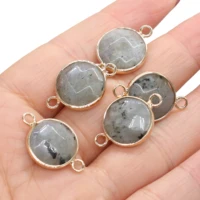 natural stone pendants round flash labradorites faceted connectors for jewelry making diy necklace bracelet accessories