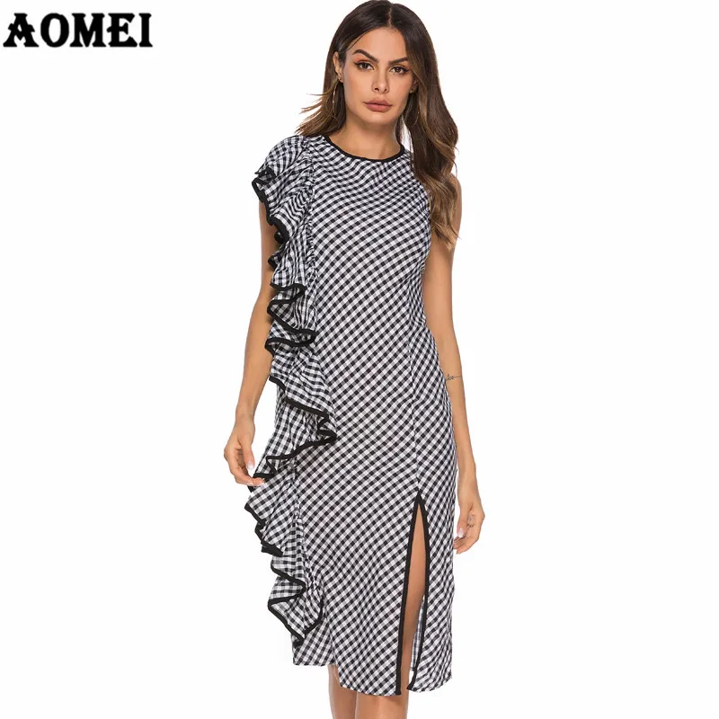 Женское платье черного цвета в стиле ретро клетчатые винтажные туники с высоким