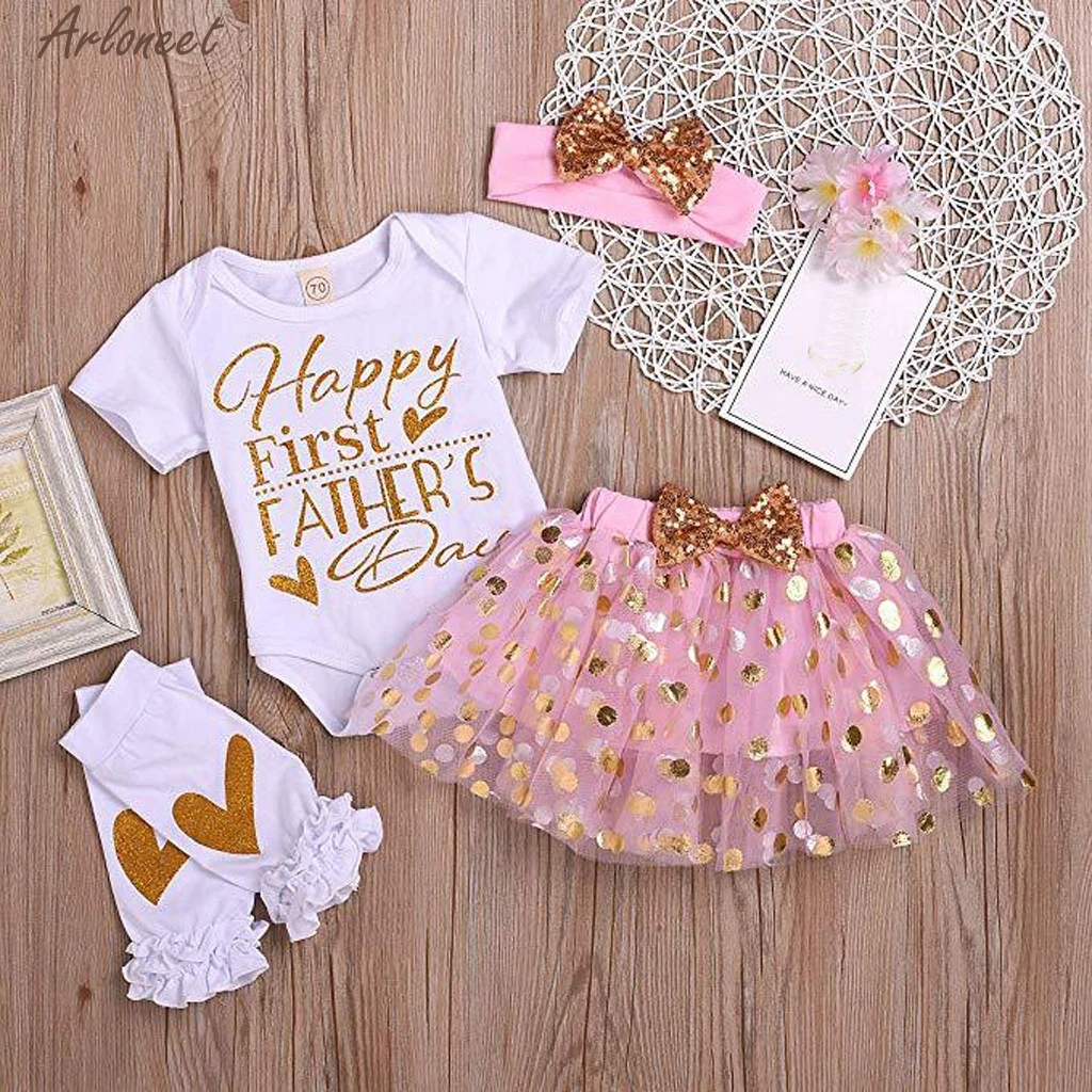 Летняя одежда для маленьких девочек на День отца комбинезон папы Топы +