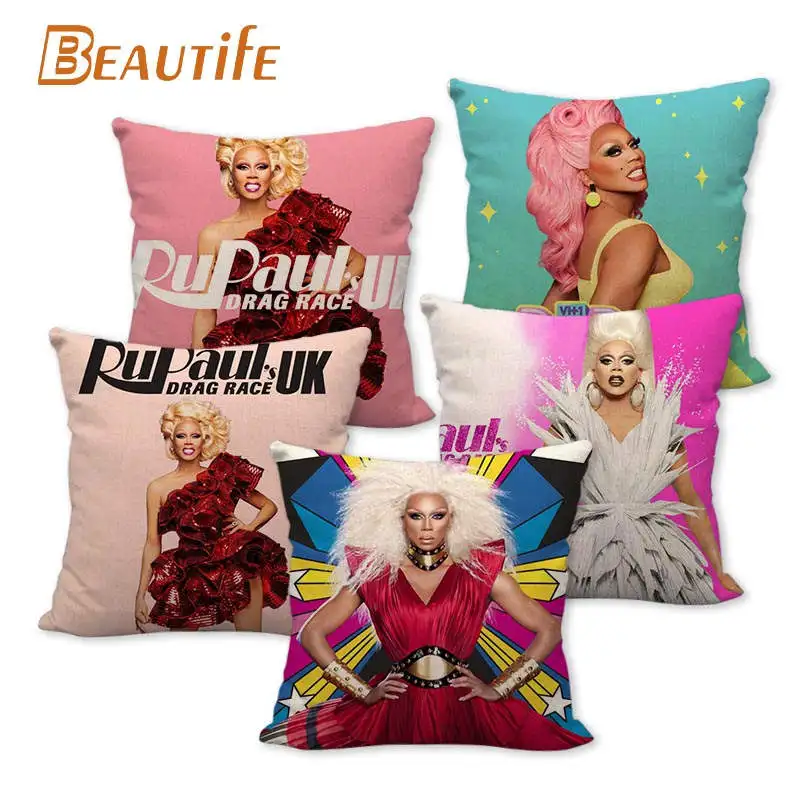 

Новое поступление, наволочка RuPaul для спальни, домашний декоративный Чехол 45x45 см, Квадратные Зеркальные Чехлы, хлопковая льняная ткань, не в...